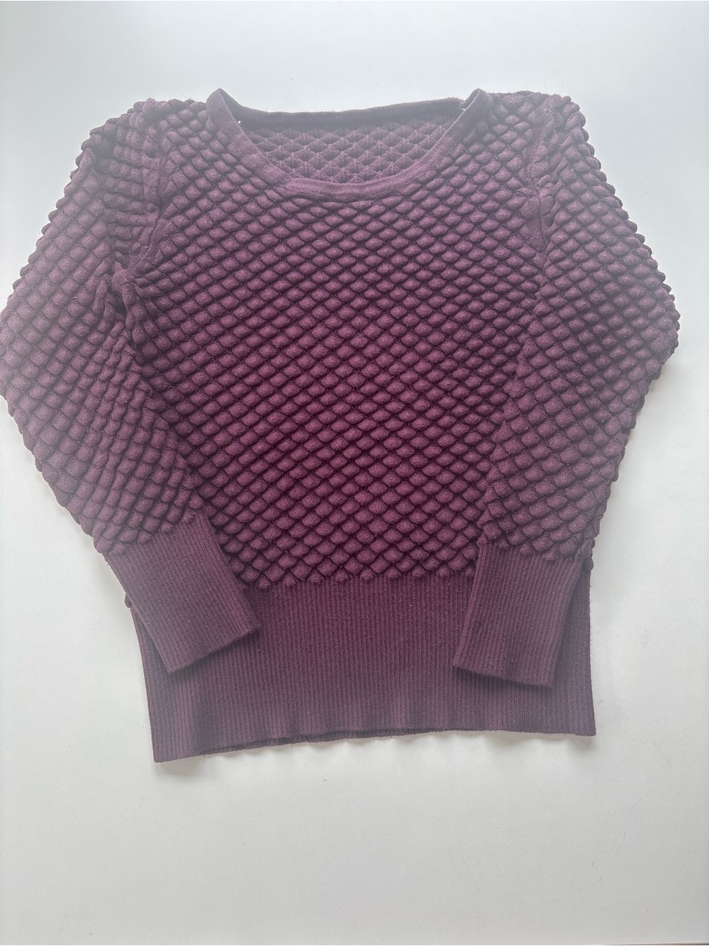 Textured Bubble Knit Sweater in Plum